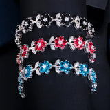 Pera Cubic Zirconia Flower Bracelet for Women Party Jewelry B051