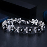 Pera Cubic Zirconia Flower Bracelet for Women Party Jewelry B051