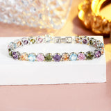 Rainbow CZ Crystal Tennis Chain Link Bracelet for Women