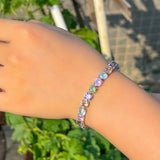 Rainbow CZ Crystal Tennis Chain Link Bracelet for Women