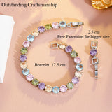 Rainbow CZ Crystal Tennis Chain Link Bracelet for Women