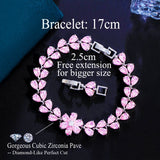 Pera Charming Red Green Purple CZ Crystal Flower Leaf Link Chain Bracelets