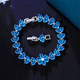 Pera Charming Red Green Purple CZ Crystal Flower Leaf Link Chain Bracelets