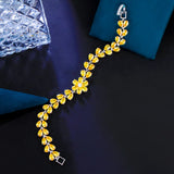 Pera Charming Red Green Purple CZ Crystal Flower Leaf Link Chain Bracelets