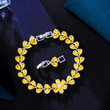 Pera Charming Red Green Purple CZ Crystal Flower Leaf Link Chain Bracelets
