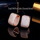 Pera 585 Rose CZ Pave U Shape Hoop Earrings for Women