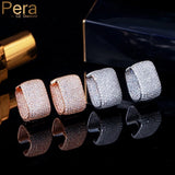 Pera 585 Rose CZ Pave U Shape Hoop Earrings for Women