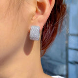 Pera 585 Rose CZ Pave U Shape Hoop Earrings for Women