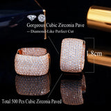 Pera 585 Rose CZ Pave U Shape Hoop Earrings for Women