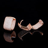 Pera 585 Rose CZ Pave U Shape Hoop Earrings for Women