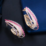 Pera Chunky Red Purple CZ Dubai Hoop Earring for Brides Wedding