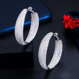 Pera Chunky Round Circle CZ Paved Big Hoop Earring for Women