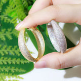 Pera Chunky Round Circle CZ Paved Big Hoop Earring for Women