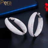 Pera Chunky Round Circle CZ Paved Big Hoop Earring for Women