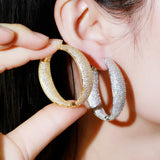 Pera Chunky Round Circle CZ Paved Big Hoop Earring for Women