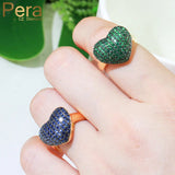 Pera Adjustable Finger Jewelry Dubai Green Cubic Zirconia Love Heart Ring