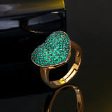 Pera Adjustable Finger Jewelry Dubai Green Cubic Zirconia Love Heart Ring