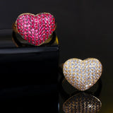 Pera Adjustable Finger Jewelry Dubai Green Cubic Zirconia Love Heart Ring