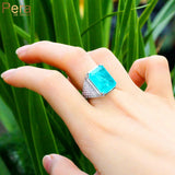 Pera Classic Princess Cut CZ Stone Silver Ring for Brides