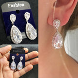 Pera CZ Water Drop Earrings Bridal Jewelry E633