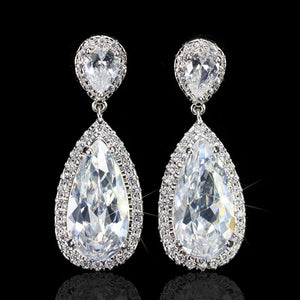 Pera CZ Water Drop Earrings Bridal Jewelry E633