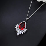 Pera Classic Marquise Cut Zirconia Crystal Big Bule Green Water Drop Neklaces