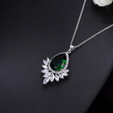 Pera Classic Marquise Cut Zirconia Crystal Big Bule Green Water Drop Neklaces