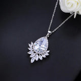 Pera Classic Marquise Cut Zirconia Crystal Big Bule Green Water Drop Neklaces