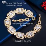 Pera Classic Princess Cut CZ Zircon Yellow Plated Bracelet