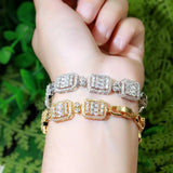 Pera Classic Princess Cut CZ Zircon Yellow Plated Bracelet