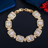 Pera Classic Princess Cut CZ Zircon Yellow Plated Bracelet