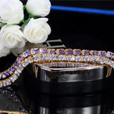 Pera Red CZ Yellow Tennis Link Bracelet for Ladies Party B104