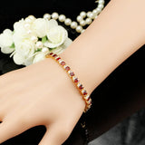 Pera Red CZ Yellow Tennis Link Bracelet for Ladies Party B104