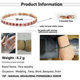 Pera Red CZ Yellow Tennis Link Bracelet for Ladies Party B104