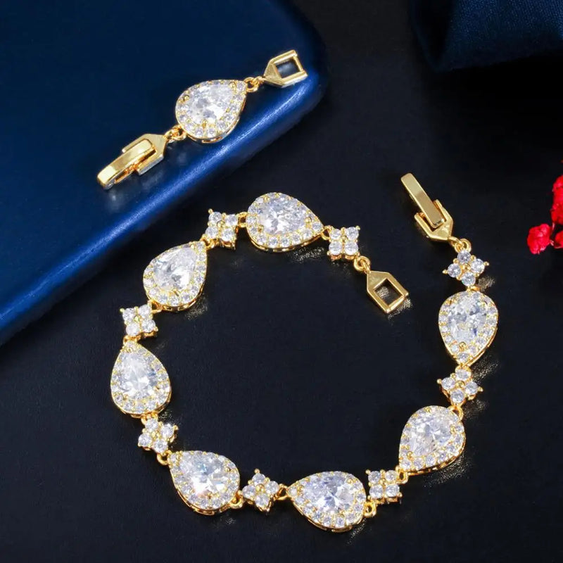Pera Classic CZ Crystal Water Drop Bracelet