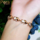 Pera Elephant Charm Bracelet 585 CZ Wedding Jewelry B186
