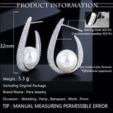 Pera Pearl Cubic Zircon Long Drop Earring Yellow Circle for Party E393