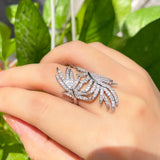 Pera Cross Leaf CZ Open Band Resizable Ring R125