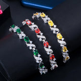 Green Red CZ Crystal Cross Chain Link Tennis Bracelet
