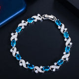 Green Red CZ Crystal Cross Chain Link Tennis Bracelet