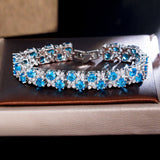 Pera Leaf & Oval Chain Link Silver Red Green Cubic Zirconia Bracelet