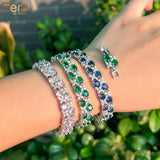Pera Leaf & Oval Chain Link Silver Red Green Cubic Zirconia Bracelet