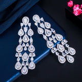 Cubic Zirconia Long Bridal Wedding Earrings for Ladies Party Jewelry
