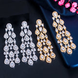 Cubic Zirconia Long Bridal Wedding Earrings for Ladies Party Jewelry