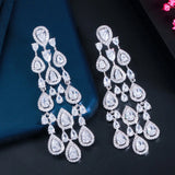 Cubic Zirconia Long Bridal Wedding Earrings for Ladies Party Jewelry