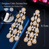 Cubic Zirconia Long Bridal Wedding Earrings for Ladies Party Jewelry