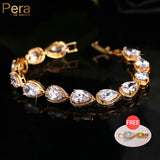 Pera CZ Zircon Water Drop Bangle Bracelet for Women Costume Jewelry