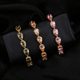 Pera CZ Zircon Water Drop Bangle Bracelet for Women Costume Jewelry