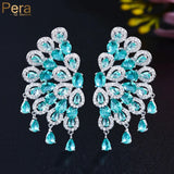 Sparkling CZ Flower Tassel Earrings for Brides