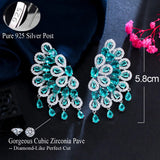 Sparkling CZ Flower Tassel Earrings for Brides